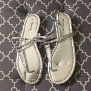 NEW ~ Silver Thong Sandals with Strapback.